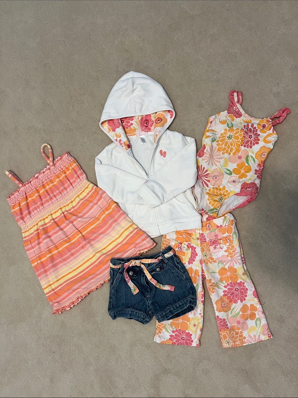 EUC 5 pc Janie and Jack Girls Floral & Stripe Matching Set